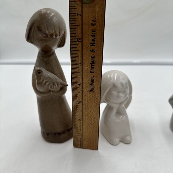 Lot 3 Howard Pierce Woman Basket Figurine 9" Porcelain Girl W Bird Sitting Angel - Picture 5 of 10